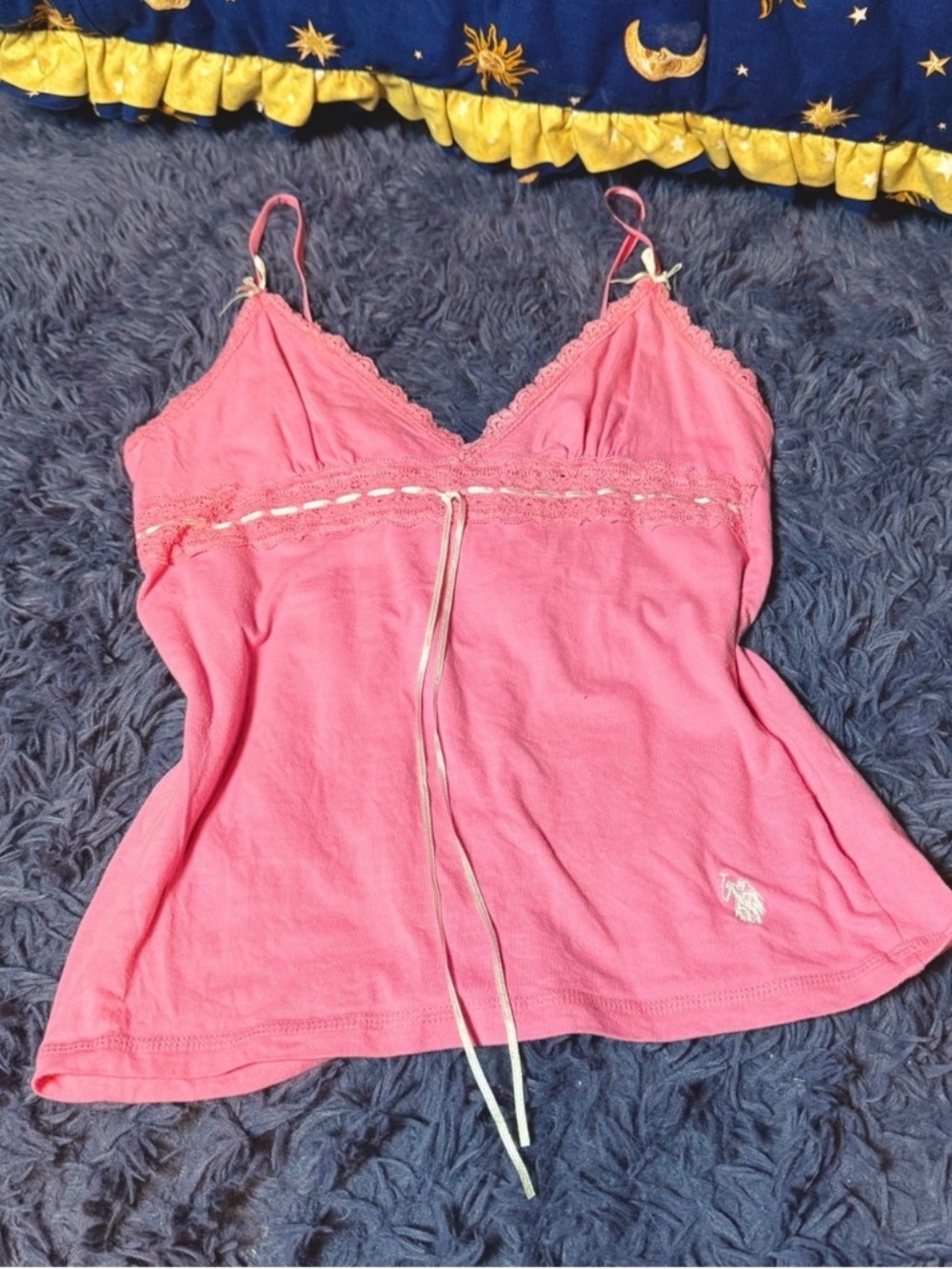 Y2k Pink Baby Doll Lace Trimmed Tank Top